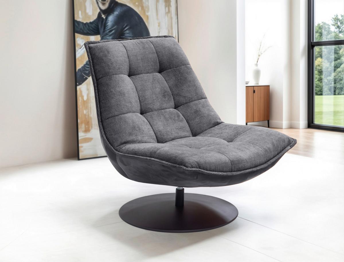 Sessel Zen Anthrazit B: 94 cm - Anthrazit/Schwarz, Design, Textil (94/97/106cm) - Livetastic