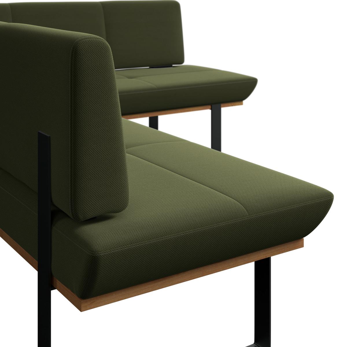 Eckbank Tristan Webstoff grün, S:225x175cm - Schwarz/Grün, MODERN, Holz/Textil (225/175cm) - James Wood