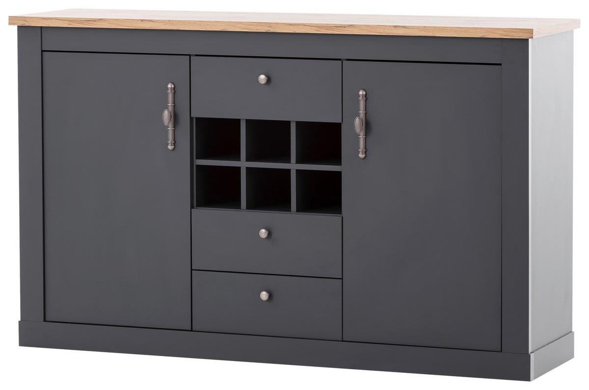 Sideboard Catania Anthrazit/Eiche Dekor B: 169cm - Anthrazit/Eiche Wotan, Design, Holzwerkstoff (169/104/45cm) - MID.YOU