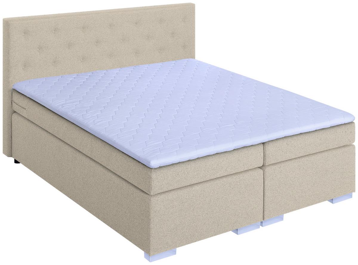 Boxspringbett Korfu Beige, 180x200 Cm - Chromfarben/Beige, Basics, Holzwerkstoff/Textil (180/200cm) - P & B