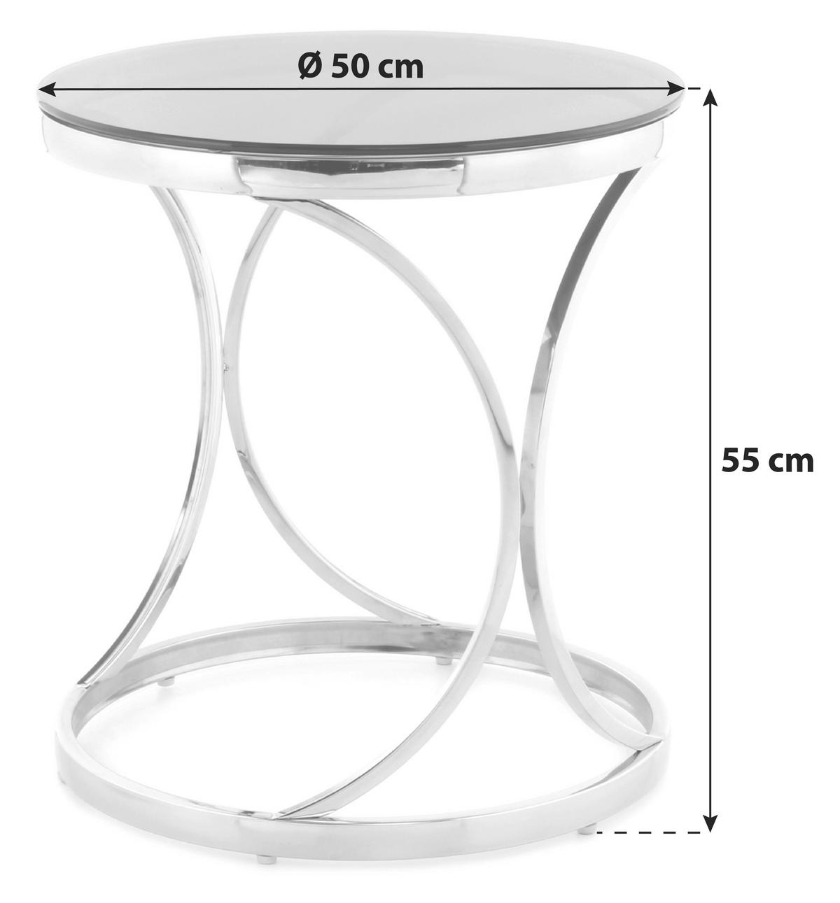 Príručný stolík strieborná - čierna/strieborná, Basics, kov/sklo (50/50/55cm)
