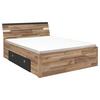 Stauraumbett Mit Beleuchtung 160x200 Cm Mars Eiche Dekor - Eichefarben/Dunkelgrau, KONVENTIONELL, Holzwerkstoff (160/200cm) - MID.YOU