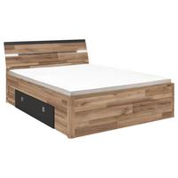Stauraumbett Mit Beleuchtung 160x200 Cm Mars Eiche Dekor - Eichefarben/Dunkelgrau, KONVENTIONELL, Holzwerkstoff (160/200cm) - MID.YOU