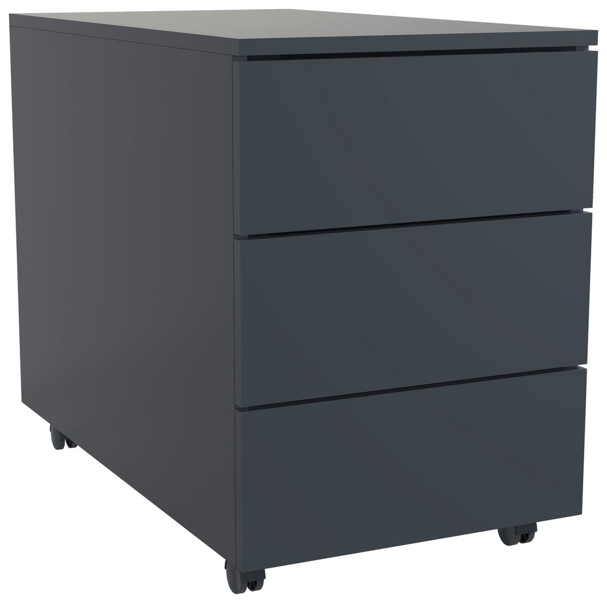 Rollcontainer Anthrazit Dalosa 39x55x70 Cm - Anthrazit, MODERN, Holzwerkstoff/Kunststoff (39/55/70cm) - MID.YOU