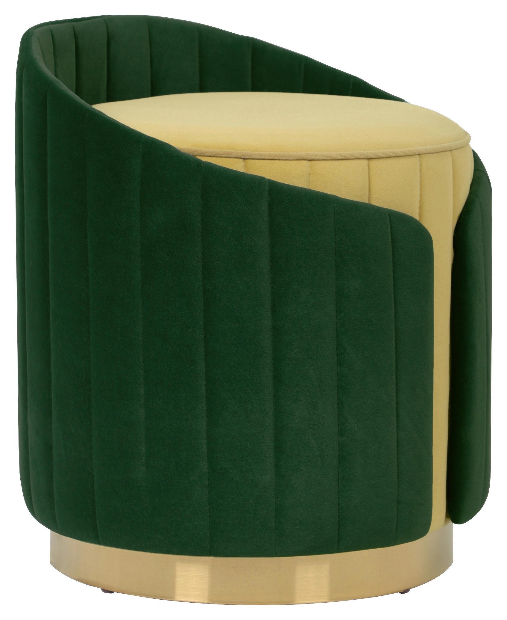 Hocker Corvin 125 Currygelb/Grün D: 40 cm - Currygelb/Goldfarben, Design, Textil (40/45cm) - Kayoom