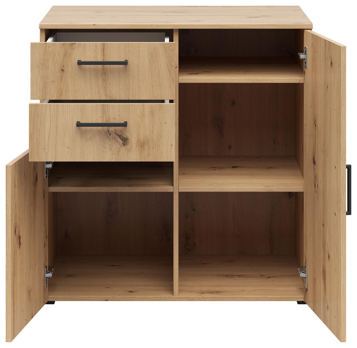 Kommode mit Füßen B: 80 cm Multi Cabinet Eiche Artisan - Anthrazit/Eiche Artisan, MODERN, Holzwerkstoff (80/83/52cm)