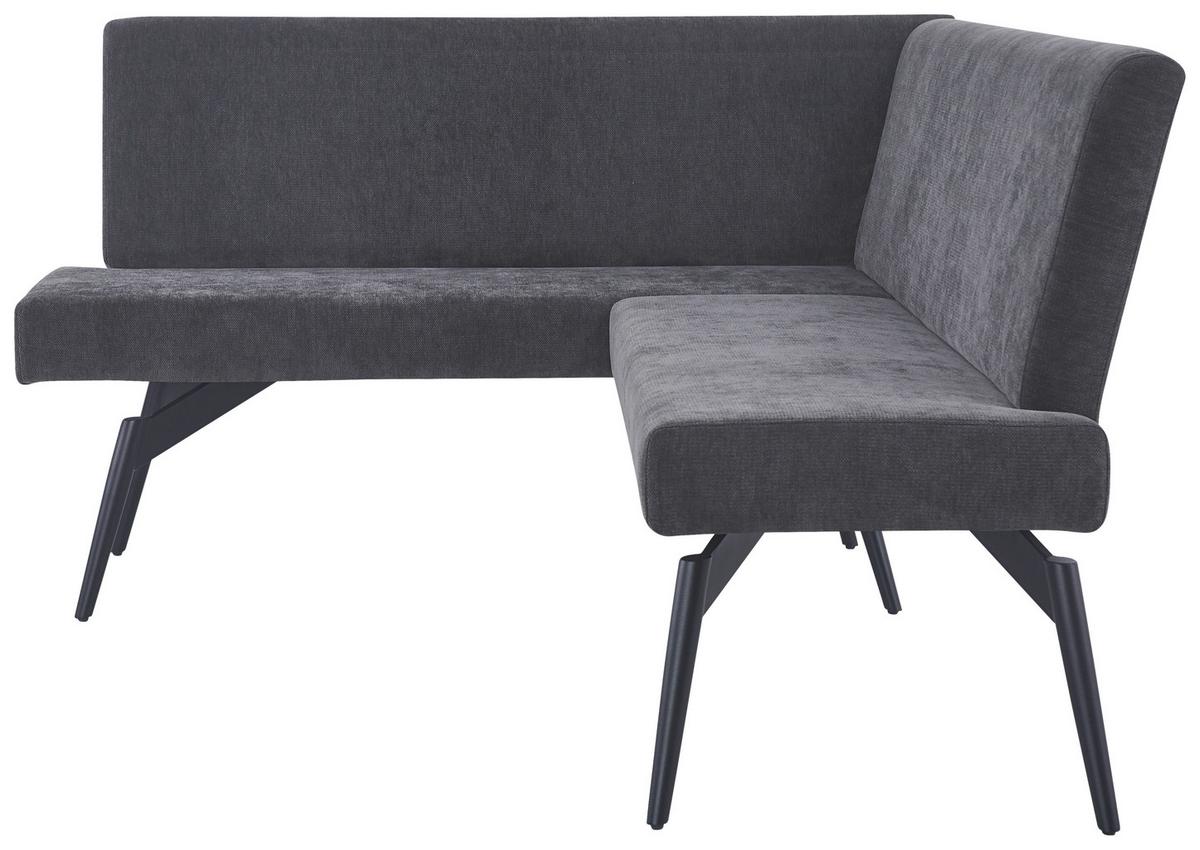 Eckbank Tinos Dunkelgrau, S: 150x190 cm - Dunkelgrau/Schwarz, KONVENTIONELL, Textil/Metall (150/190cm) - MID.YOU