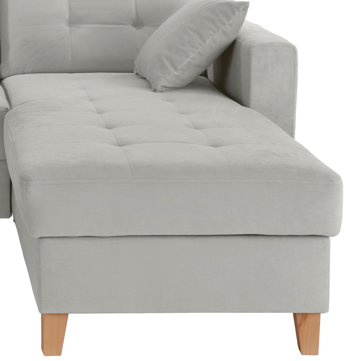 Rohová sedačka BERGEN, obojstranná, svetlosivý zamat - prírodná farba/svetlosivá, Design, drevo/textil (231/160cm) - Luca Bessoni