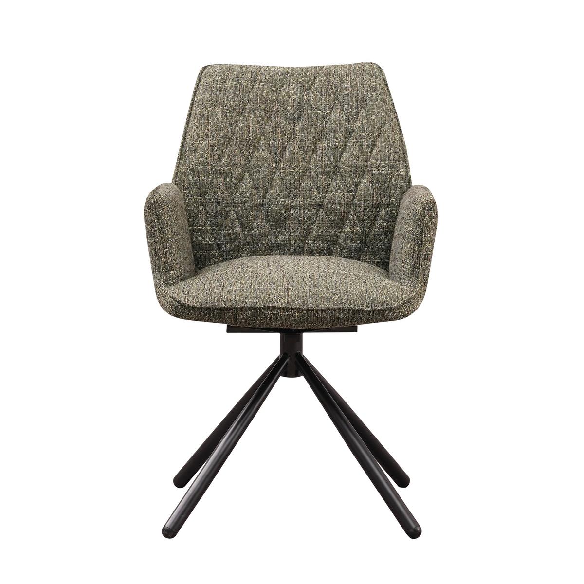 Armlehnstuhl-Set Donny Grün B: 57,5 cm - Schwarz/Grün, MODERN, Textil/Metall (57,5/92/52cm) - MID.YOU