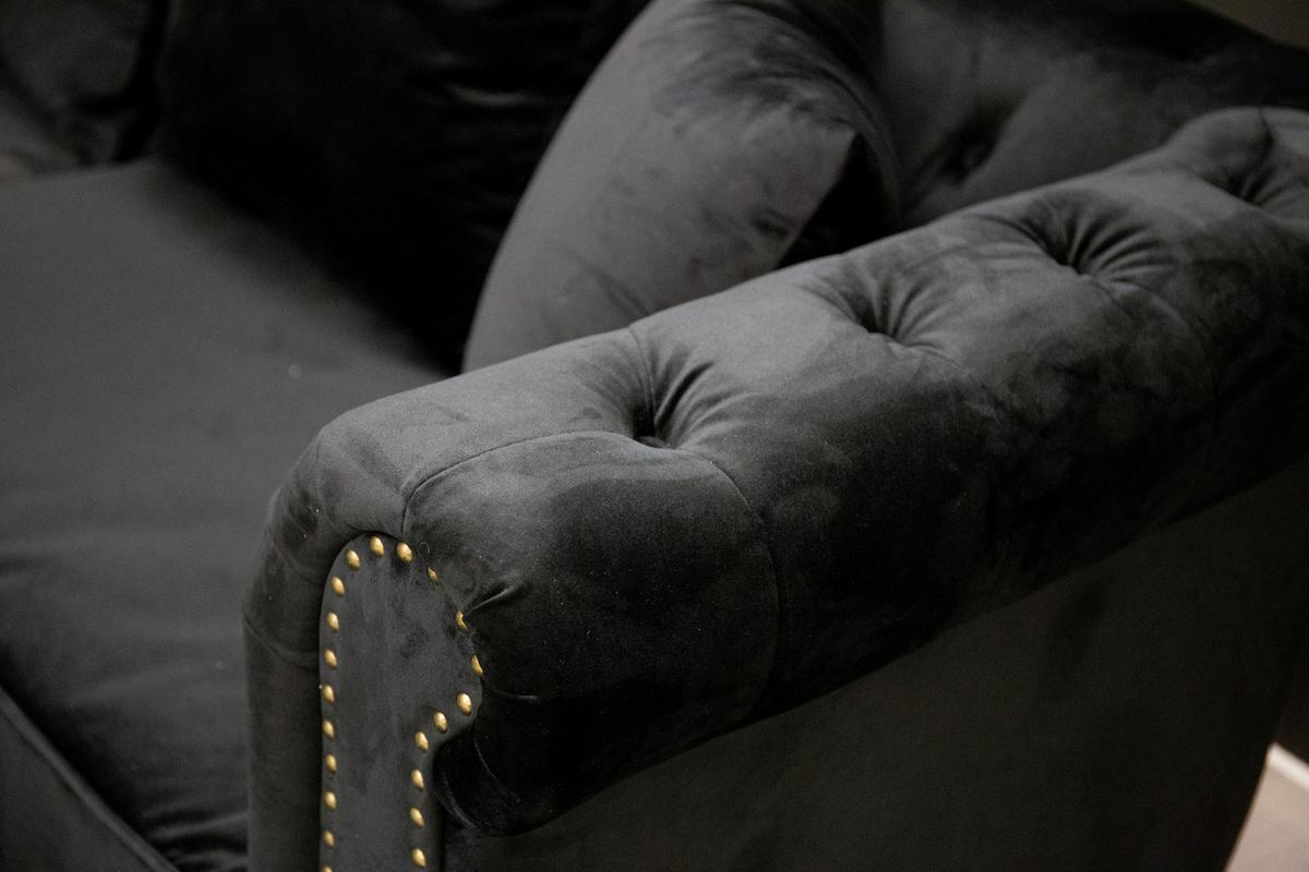 Chesterfield-Sofa Velvet - Schwarz, Design, Textil (217/80/88cm) - Livetastic