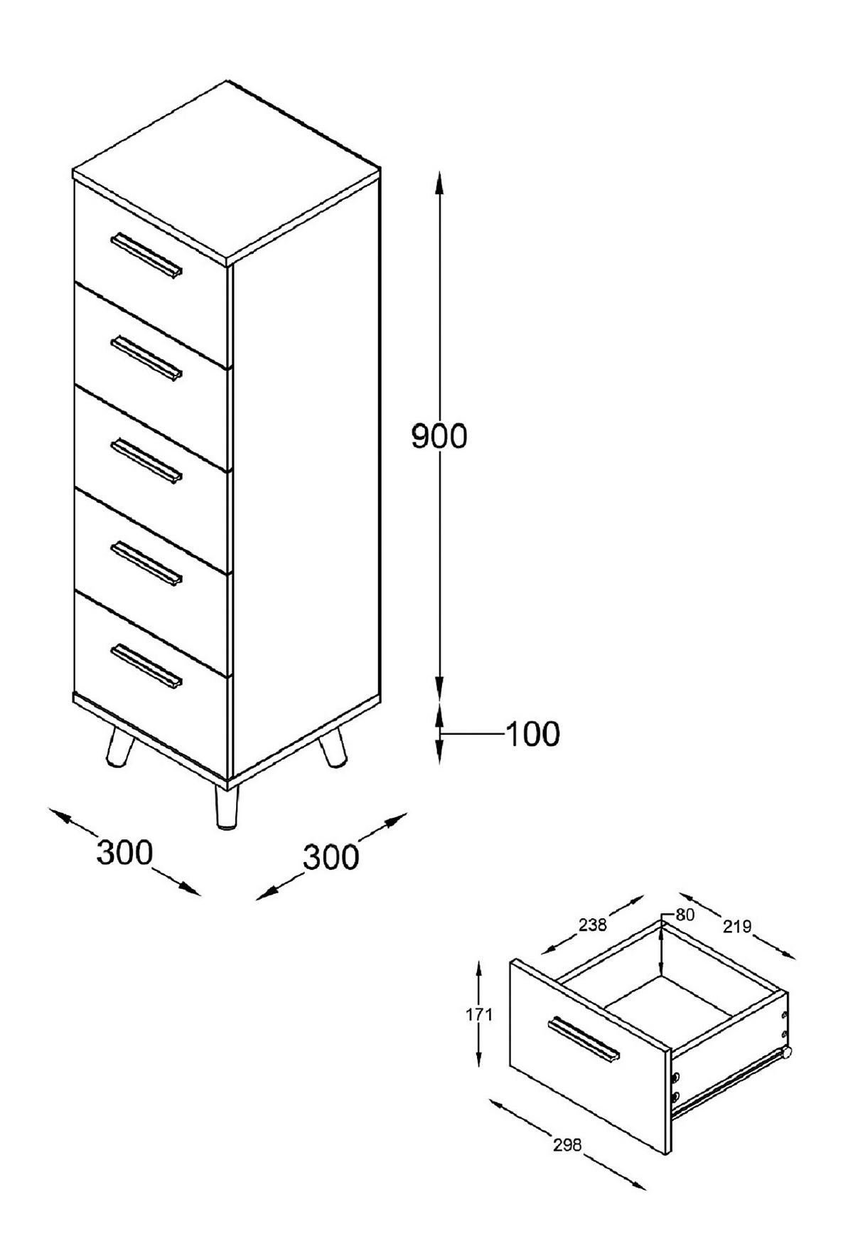 Midischrank Landos M - Anthrazit/Weiß, MODERN, Holzwerkstoff (30/100/30cm) - MID.YOU