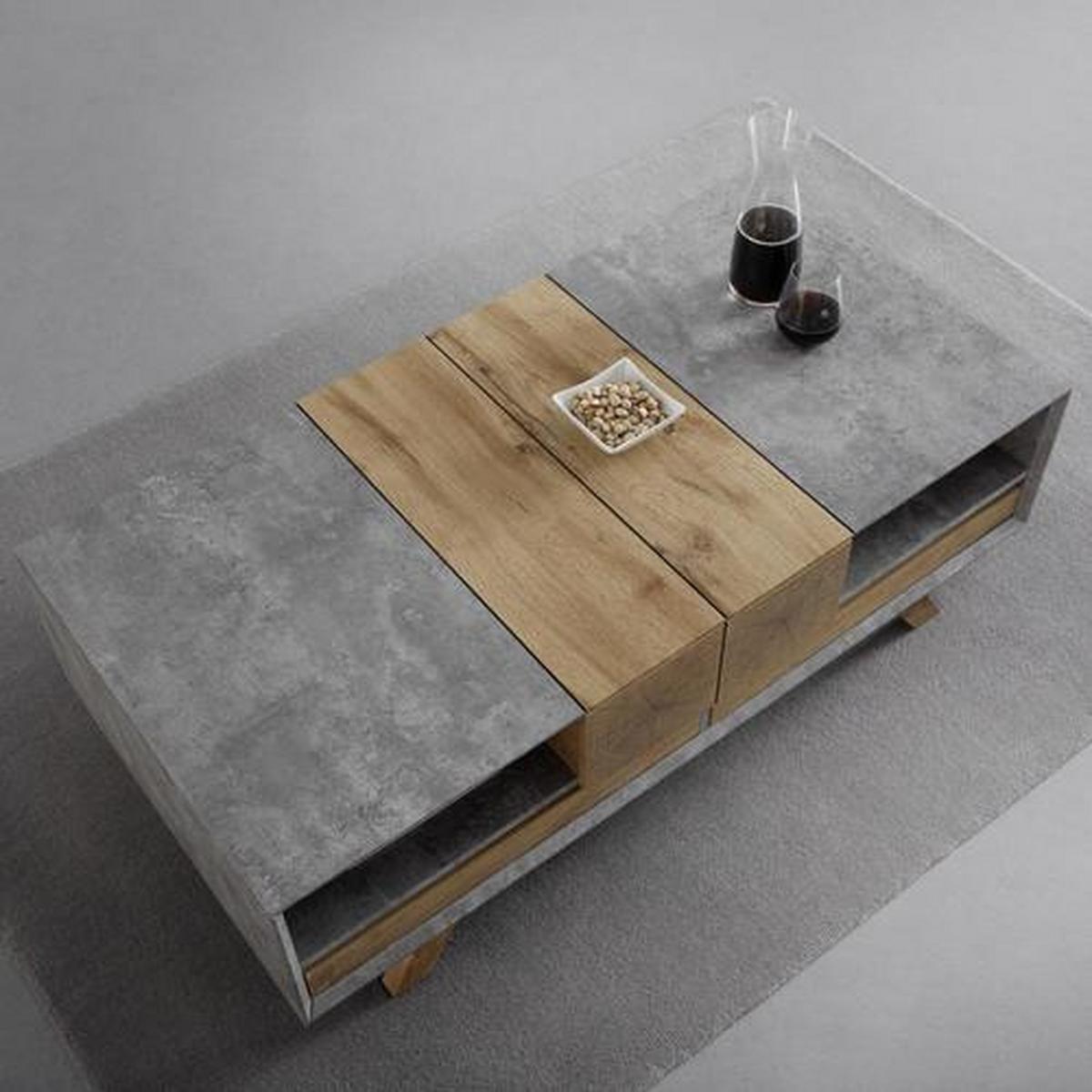 Konferenční stolek CASPER - šedá/barvy dubu, Moderní, dřevo (120/60/42cm) - Modern Living