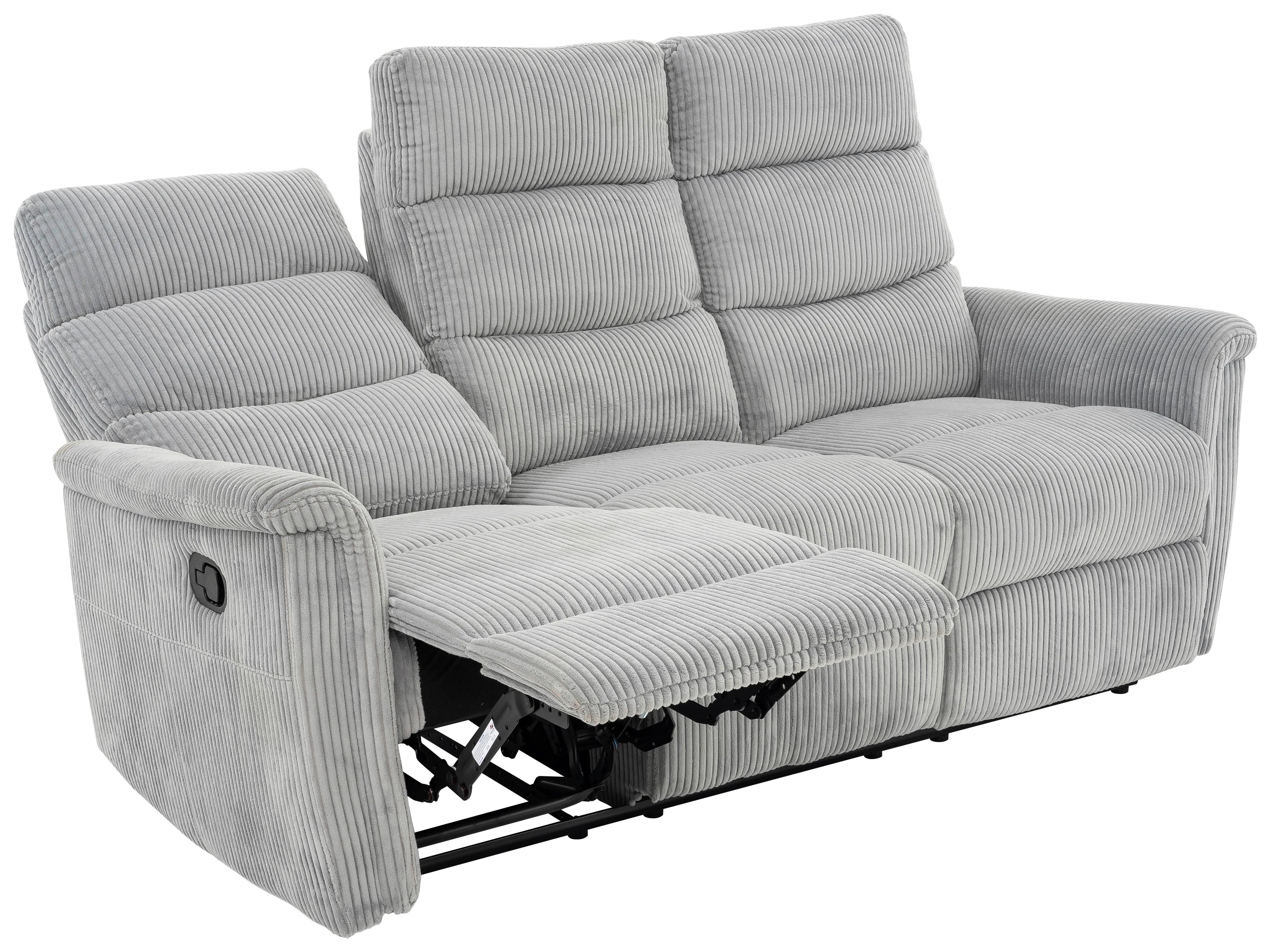 3-Sitzer-Sofa Xeno Hellgrau B: 184 cm - Hellgrau/Schwarz, Design, Textil/Metall (184/108/89cm) - Livetastic