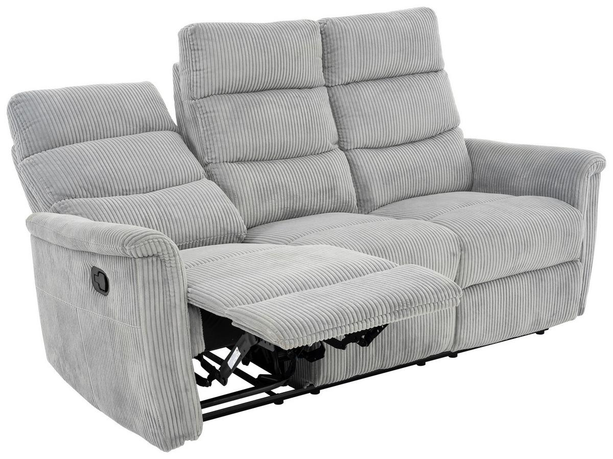 3-Sitzer-Sofa Xeno Hellgrau B: 184 cm - Hellgrau/Schwarz, Design, Textil/Metall (184/108/89cm) - Livetastic