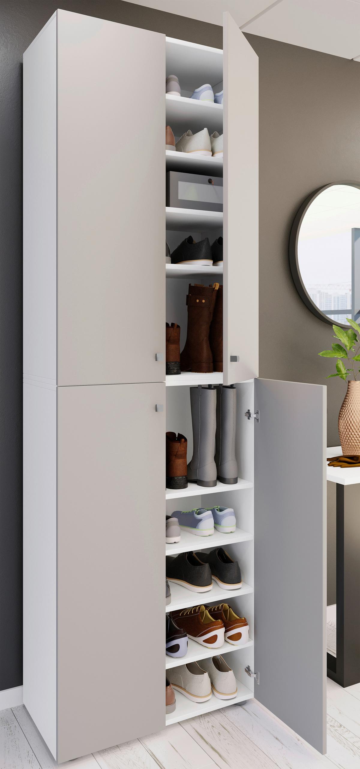 Schuhschrank Lona Grau Weiß - Schwarz/Weiß, Design, Holzwerkstoff (70/220/40cm) - MID.YOU