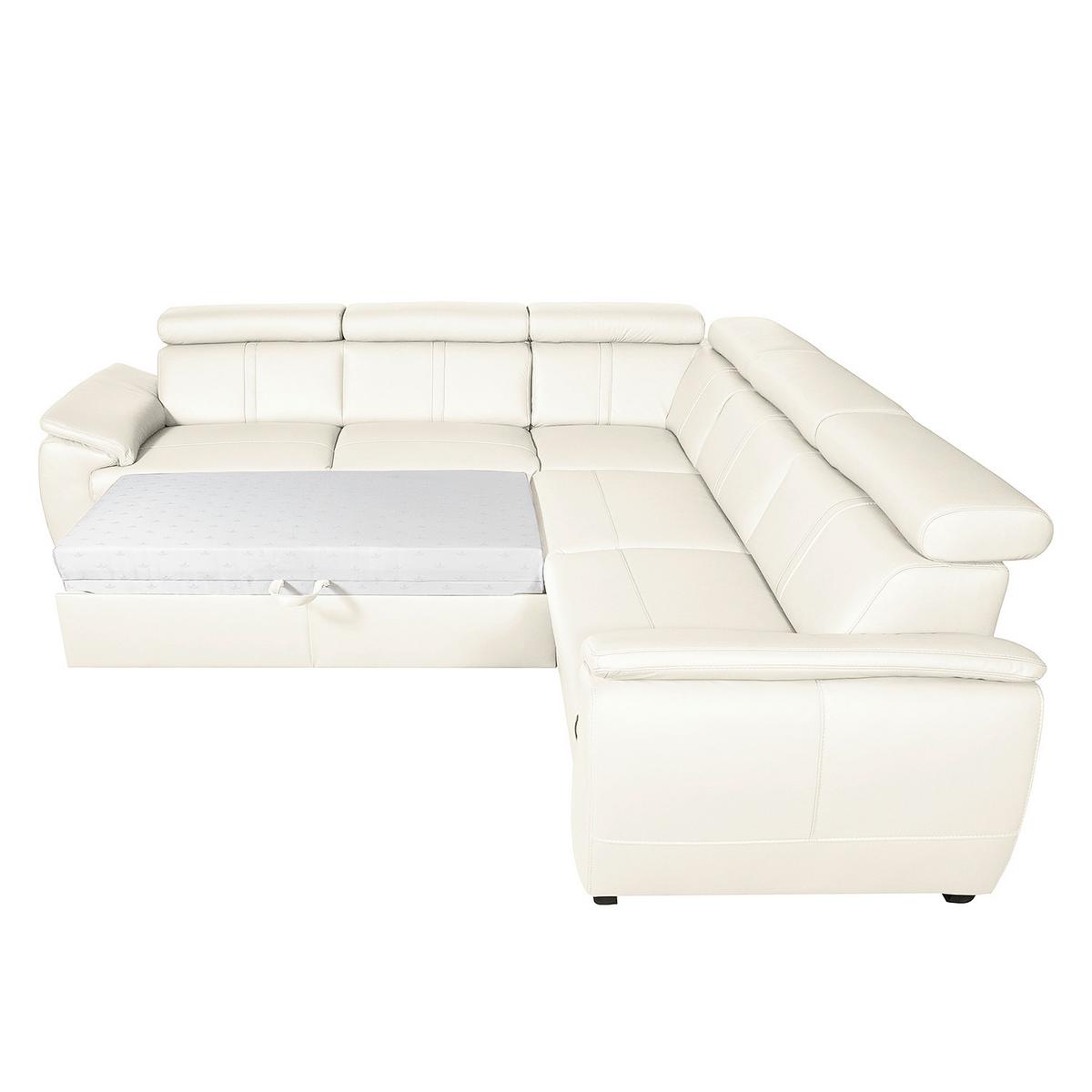 Ecksofa City Weiß B: 265x265 cm - Schwarz/Weiß, Design, Leder (265/265cm) - Livetastic