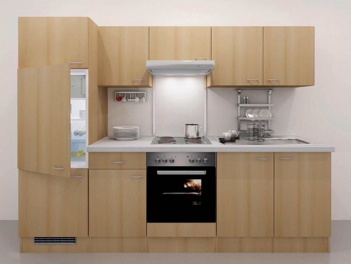 Kuchynský blok NANO, š.270 cm bez spotrebičov a drezu - farba buka, Modern, drevo (270cm)