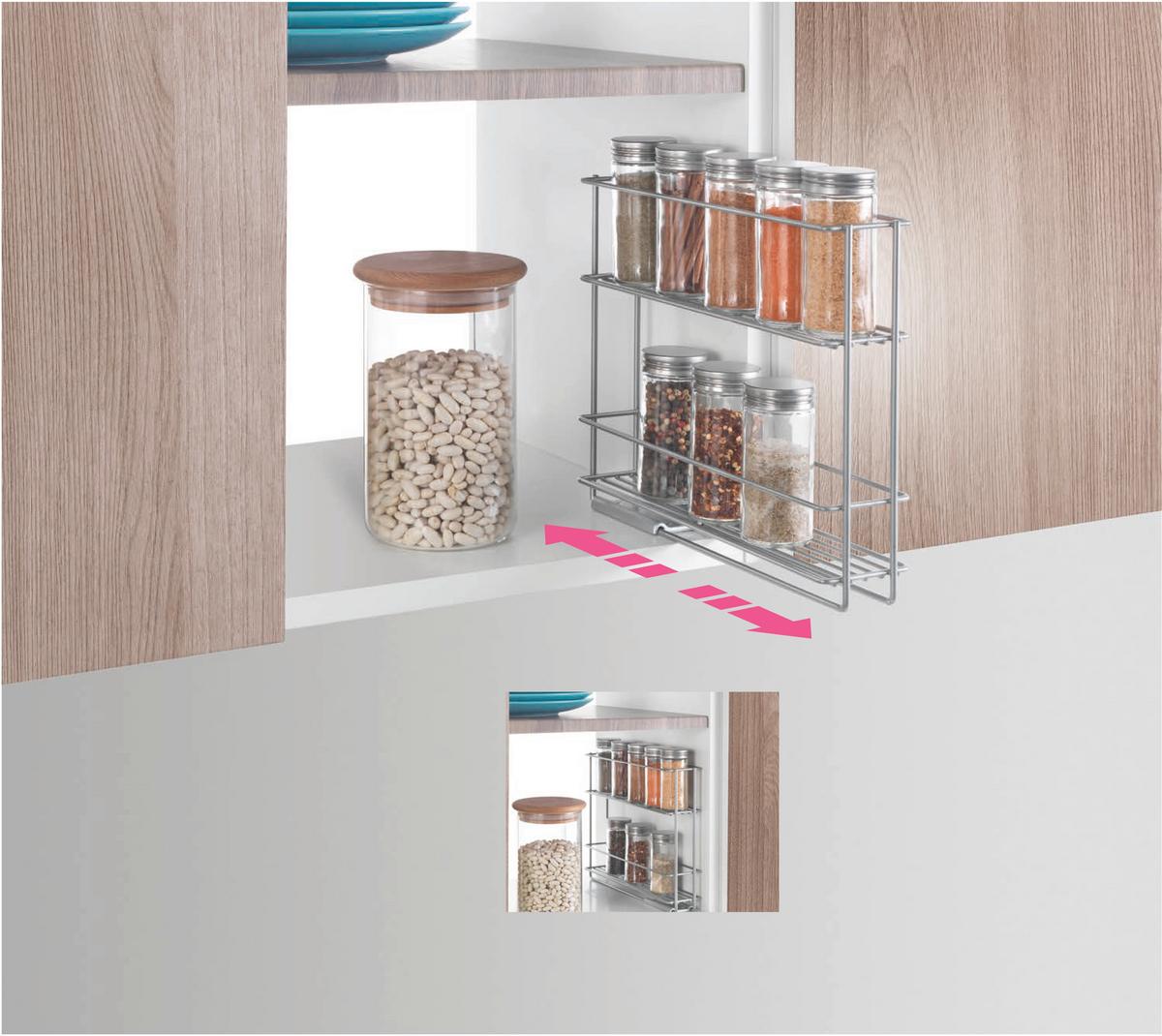 Gewürzregal aus Metall Polytherm, B/H:  6/8 cm - Silberfarben, Basics, Metall (6/8/22cm)