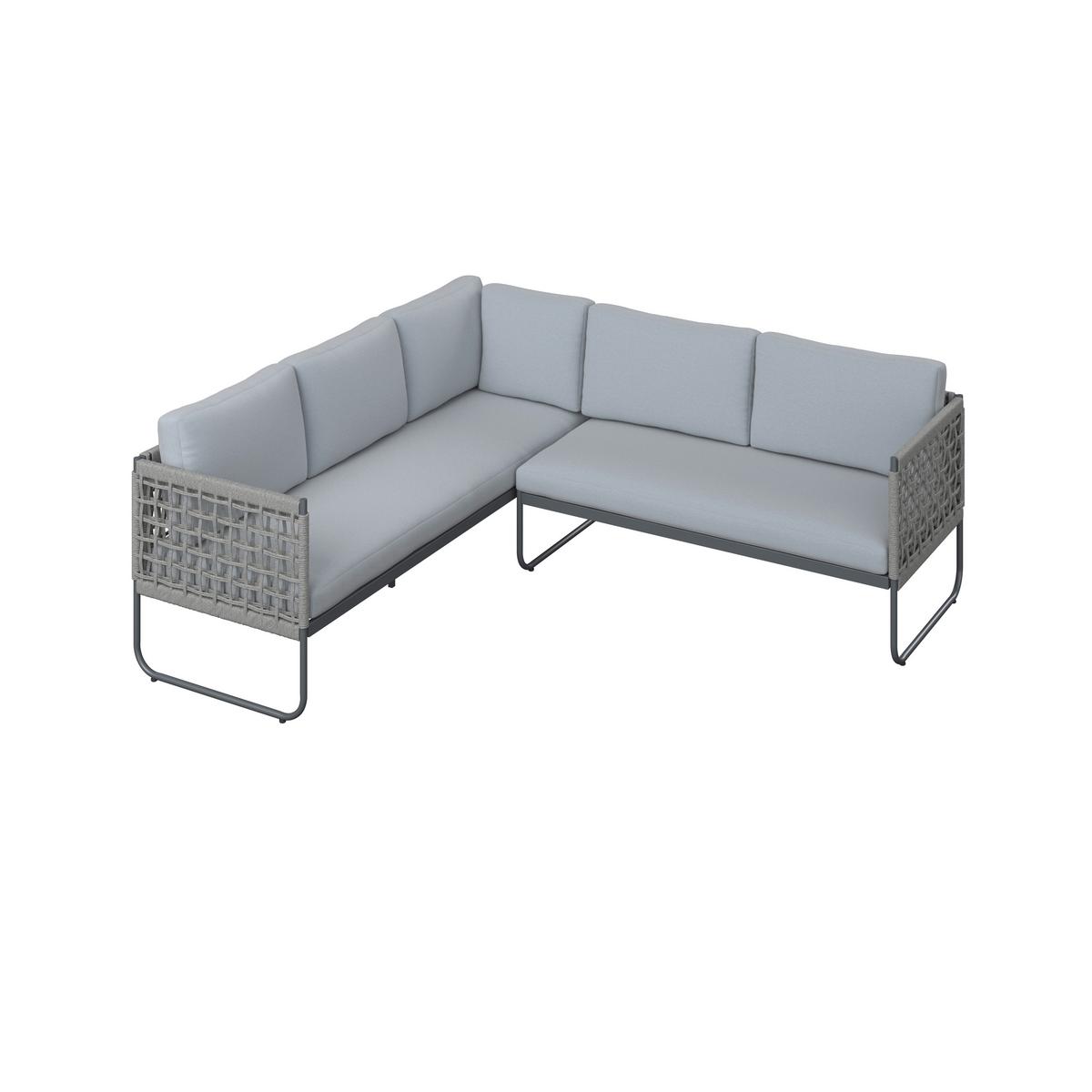 Loungegarnitur Perth - Anthrazit/Grau, MODERN, Glas/Textil (196/218,5cm) - Beldano