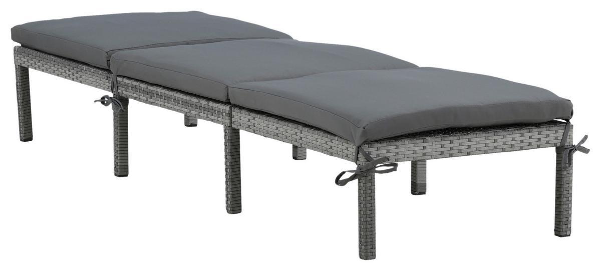 Sonnenliege Bilbao Kunststoffgeflecht - Grau, KONVENTIONELL, Kunststoff/Textil (59/84/198cm) - Gardenson