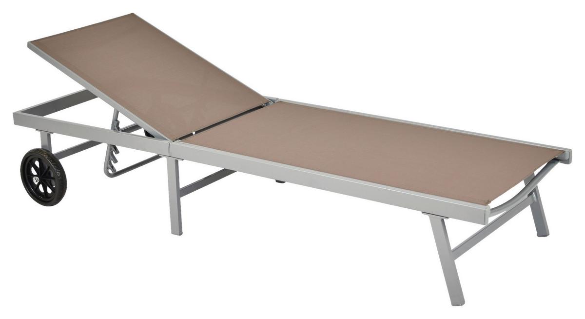 Sonnenliege Aktionsliege Tessin Aluminium, verstellbar - Taupe/Silberfarben, MODERN, Kunststoff/Metall (201/98/65cm) - Gardenson