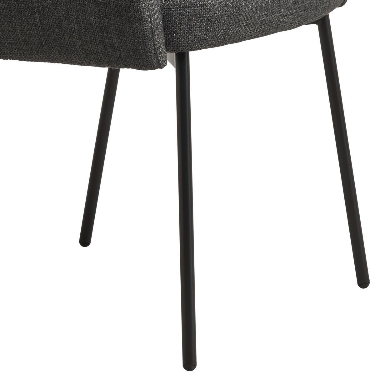 Armlehnstuhl Pauline Leinenoptik Grau, B: 62 cm - Schwarz/Grau, KONVENTIONELL, Holz/Textil (62/85/64cm) - MID.YOU