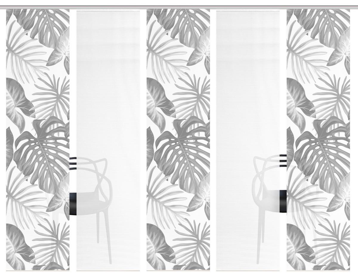 Flächenvorhang Sanja 5er Set - Weiß/Grau, Natur, Textil (60/260cm)