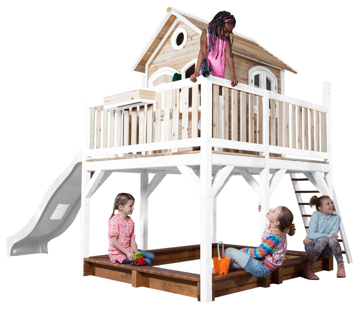 Spielturm A030.151.91 - Weiß/Braun, KONVENTIONELL, Holz (377/291/255cm) - Ambia Garden