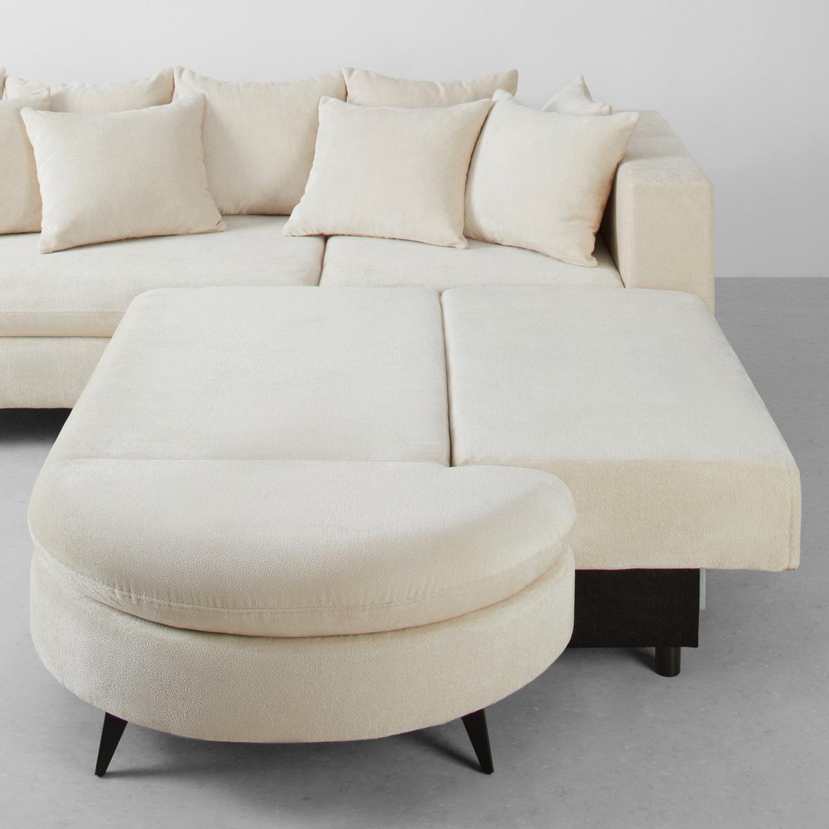 Rohová sedačka AXEL, pravá, krémová žinylka - černá/krémová, Moderní, kov/textil (291/250cm) - Mömax