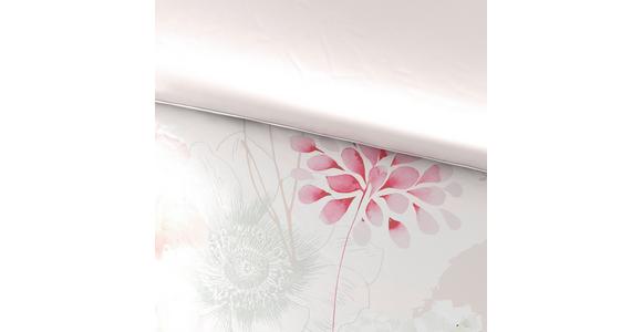 Satin Bettwäsche 140x200 cm Clarissa Weiß/Pink Floral - Pink/Weiß, ROMANTIK / LANDHAUS, Textil - James Wood