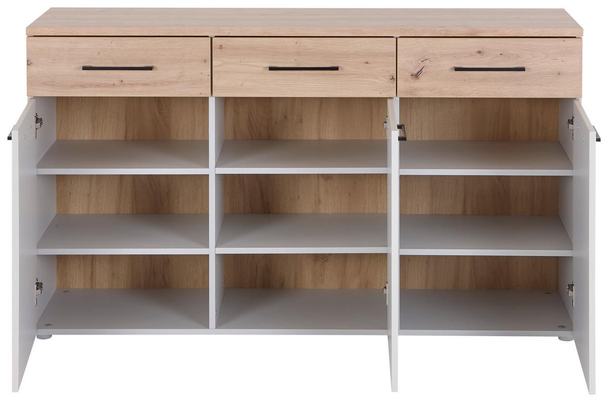 Kommode 150cm Kontor K12 Eiche Dekor - Eichefarben/Grau, MODERN, Holzwerkstoff (150/87,6/47cm)