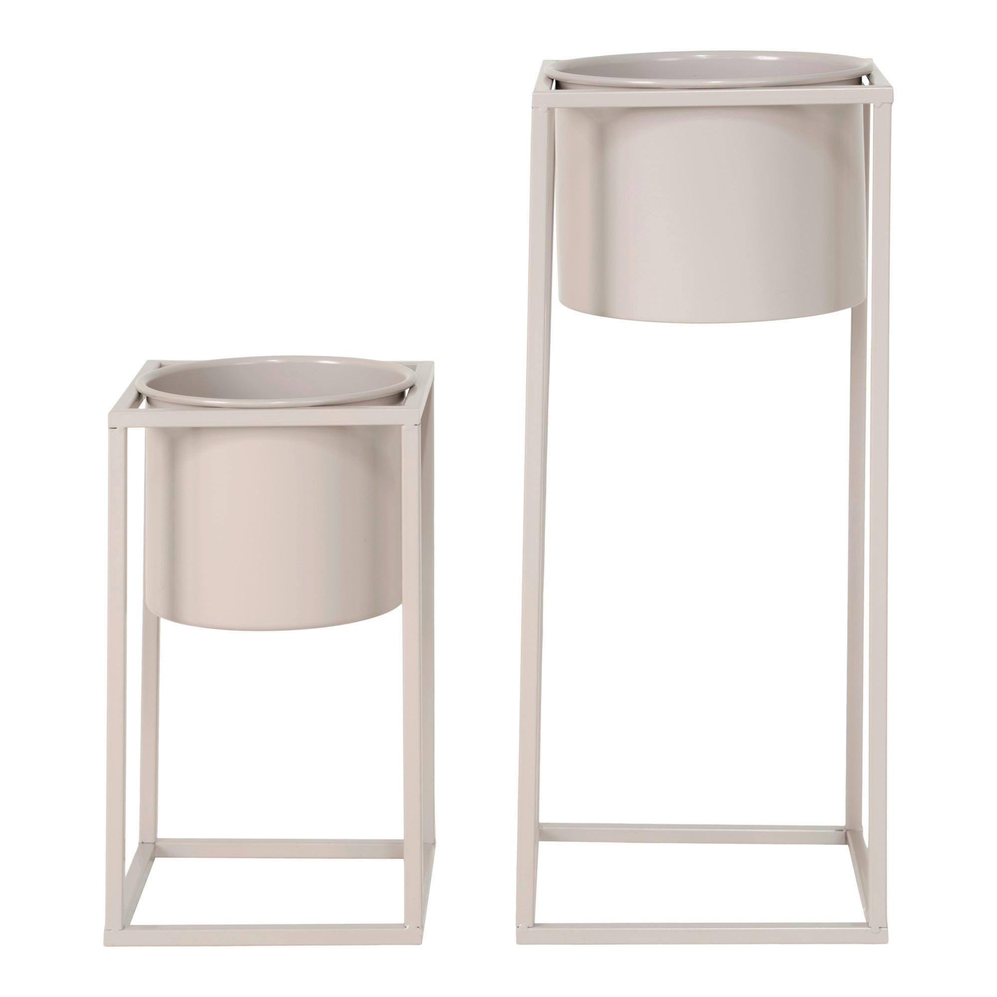 Übertopf-Set Marla Beige 2-teilig - Beige, Design, Metall