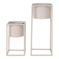 Übertopf-Set Marla Beige 2-teilig - Beige, Design, Metall