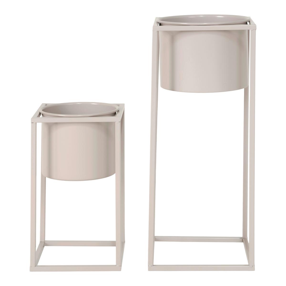 Übertopf-Set Marla Beige 2-teilig - Beige, Design, Metall
