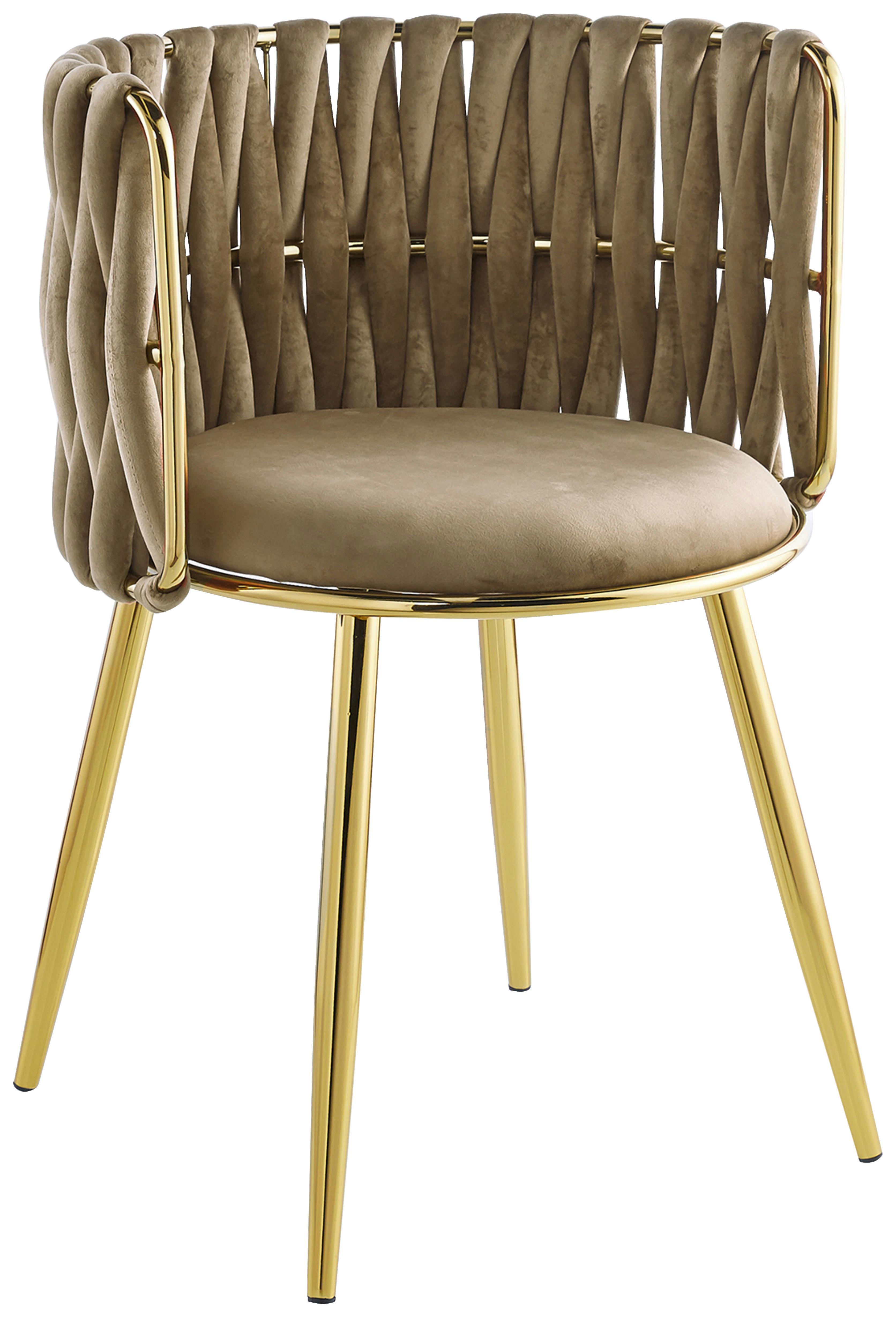 Sada židlí s područkami béžová - barvy zlata/béžová, Moderní, kov/textil (57/80/53cm) - MID.YOU