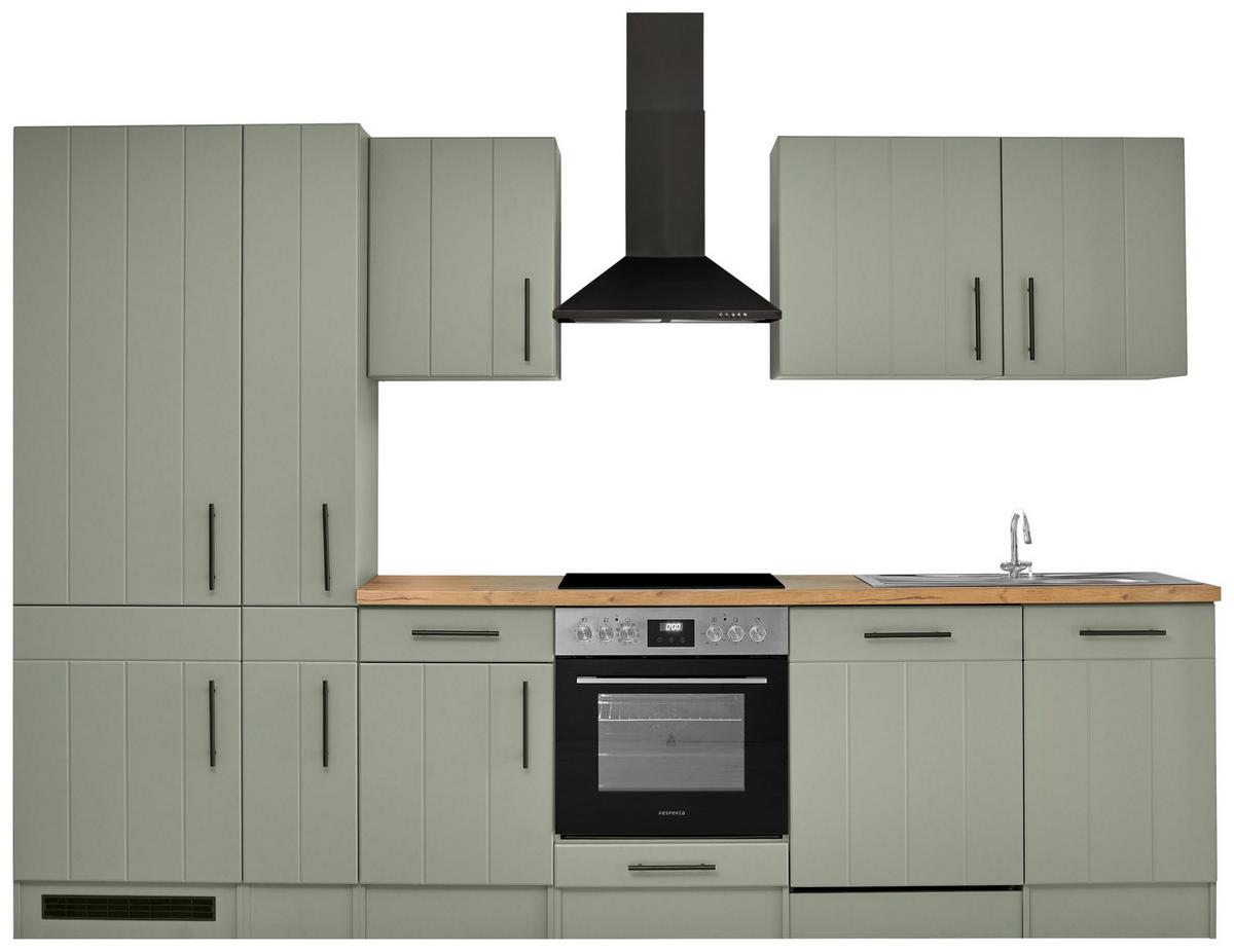 Küchenblock Anton Wildeiche/Schilfgrün B: 310cm - Schilfgrün/Wildeiche, Trend, Holzwerkstoff (310cm) - Respekta
