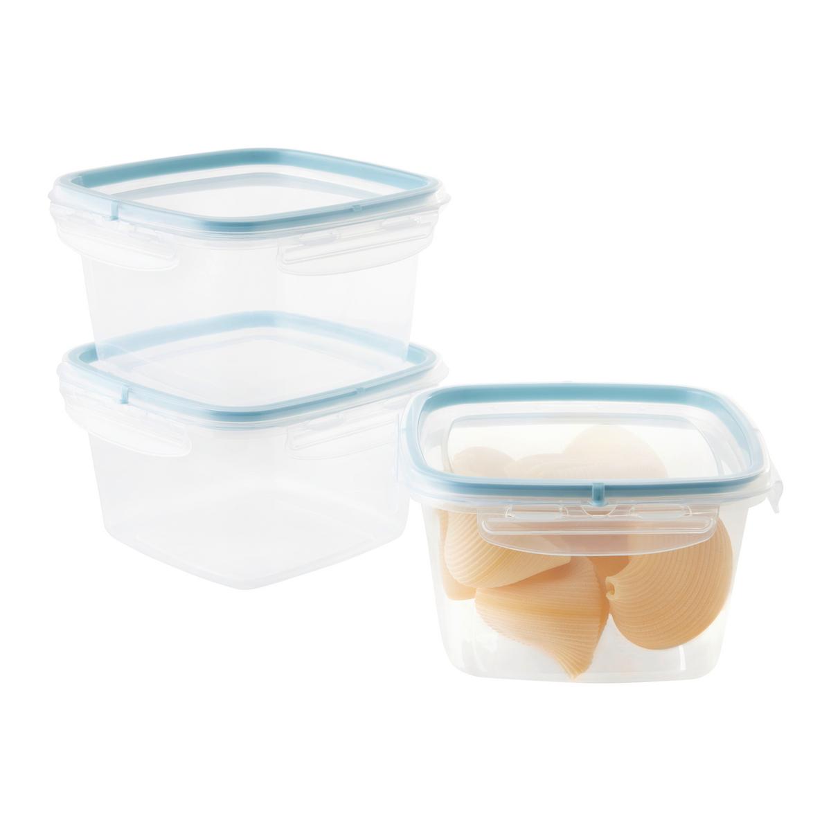 Sada dóz na uskladenie objem: 1 L - svetlomodrá, Konventionell, plast (14,7/14,7/12cm) - Mömax