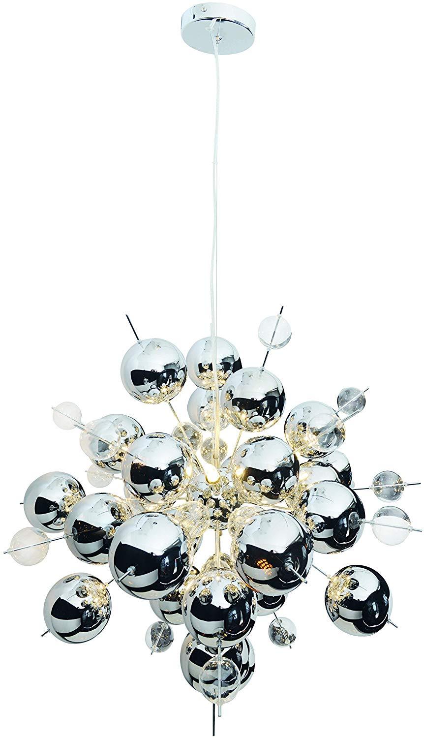 Hängeleuchten Explosion H: 150 cm 10-Flammig - Chromfarben/Klar, Design, Glas/Metall (65/150cm) - Näve