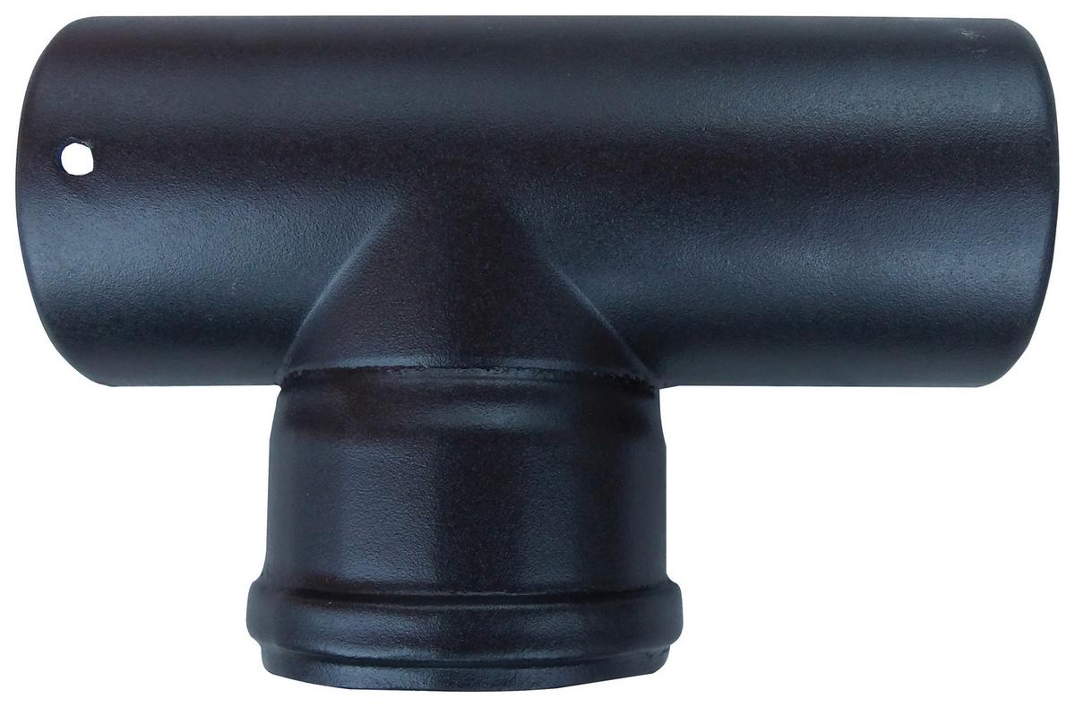 Ofenrohr T-Stück Ø 8 cm Schwarz Keramikbeschichtet - Schwarz, MODERN, Metall