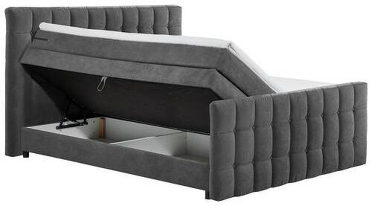 Boxspringbett Mit Topper & Bettkasten 180x200 Mendoza - Anthrazit/Schwarz, MODERN, Holzwerkstoff/Textil (180/200cm) - MID.YOU