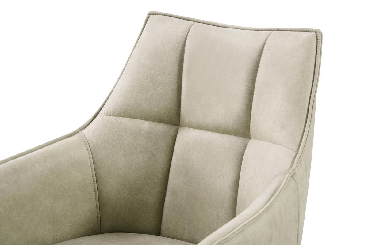 Armlehnstuhl Luna drehbar beige, B: 57cm - Beige/Schwarz, MODERN, Holz/Textil (57/90/62cm)