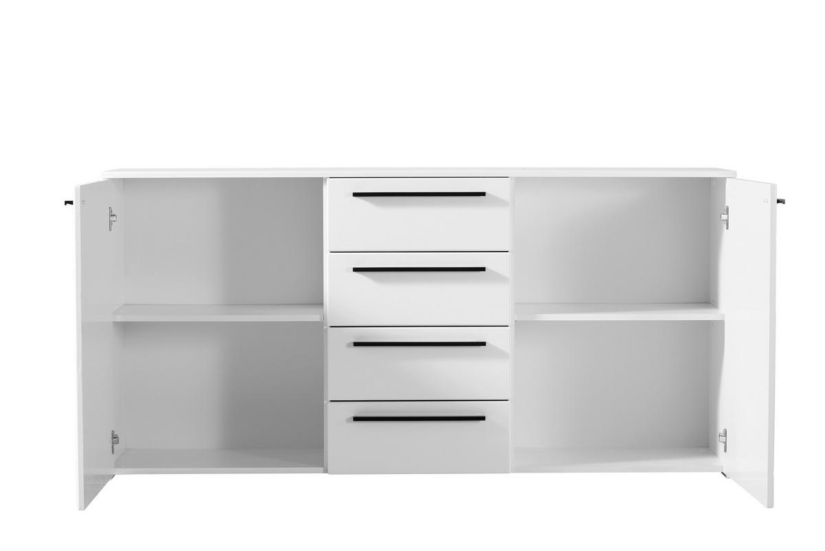 Komód Ksanti 163/80 Cm - fehér/magasfényű fehér, Basics, faalapú anyag (163/80,5/40cm)