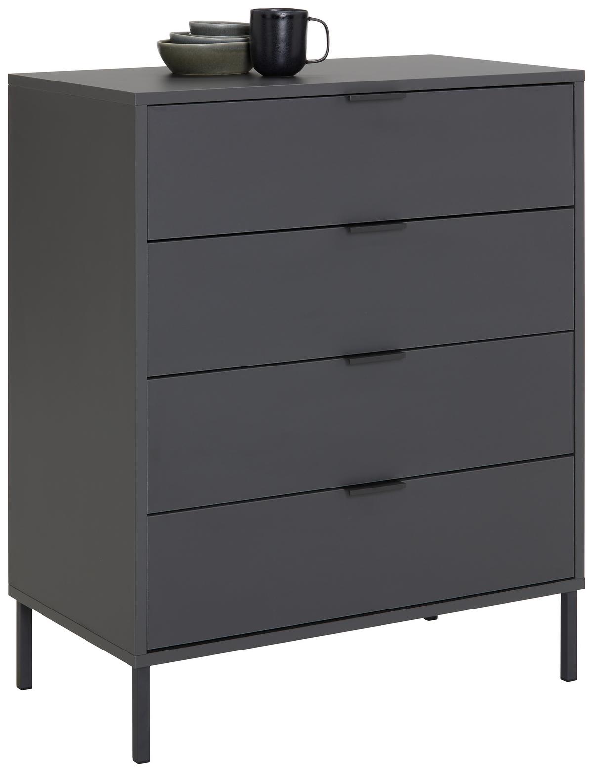 Komoda so 4 zásuvkami Bounty, antracitová - antracitová, Modern (81/87/45cm) - Premium Living
