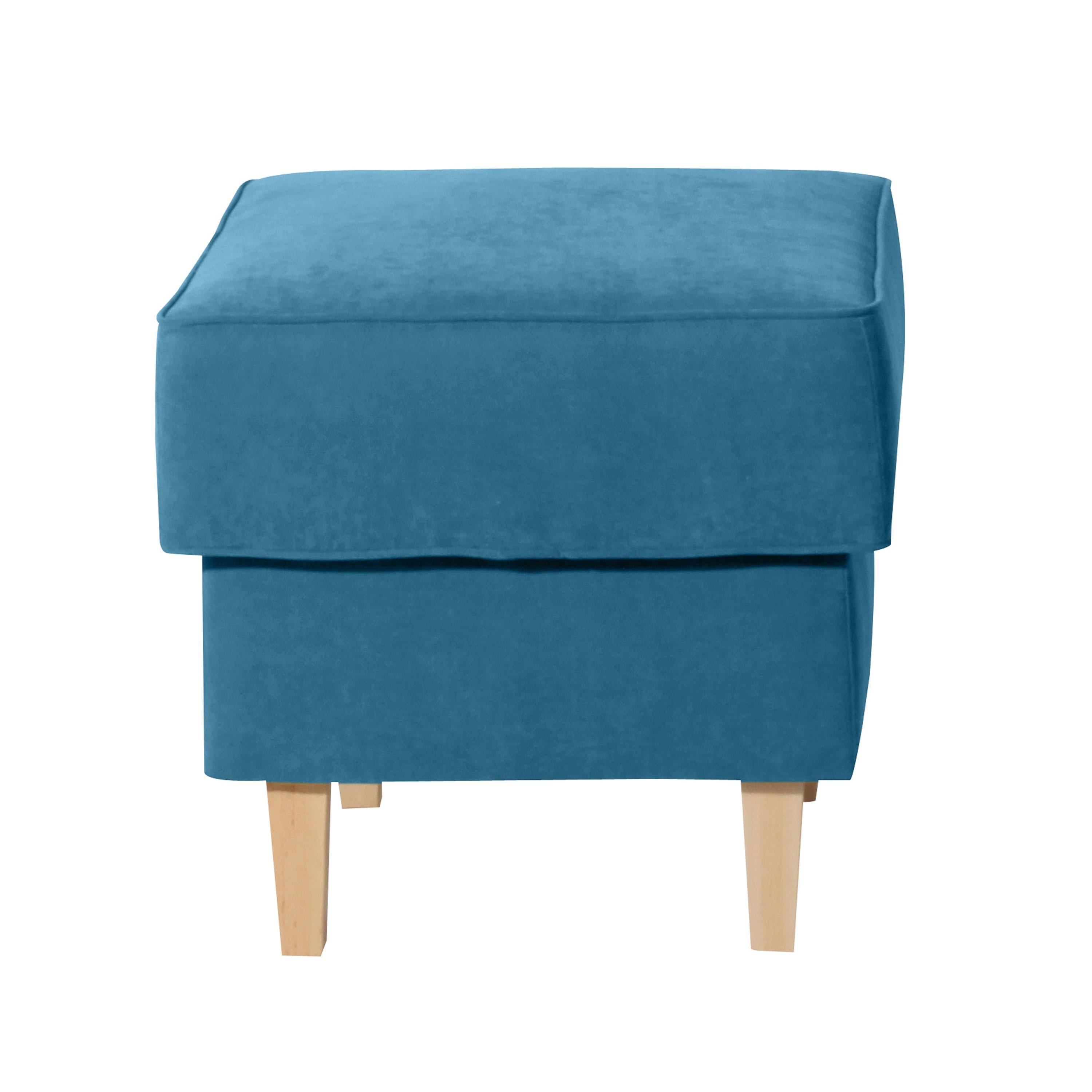 Hocker Lorris - Buchefarben/Petrol, Design, Textil (53/45/53cm) - Max Winzer
