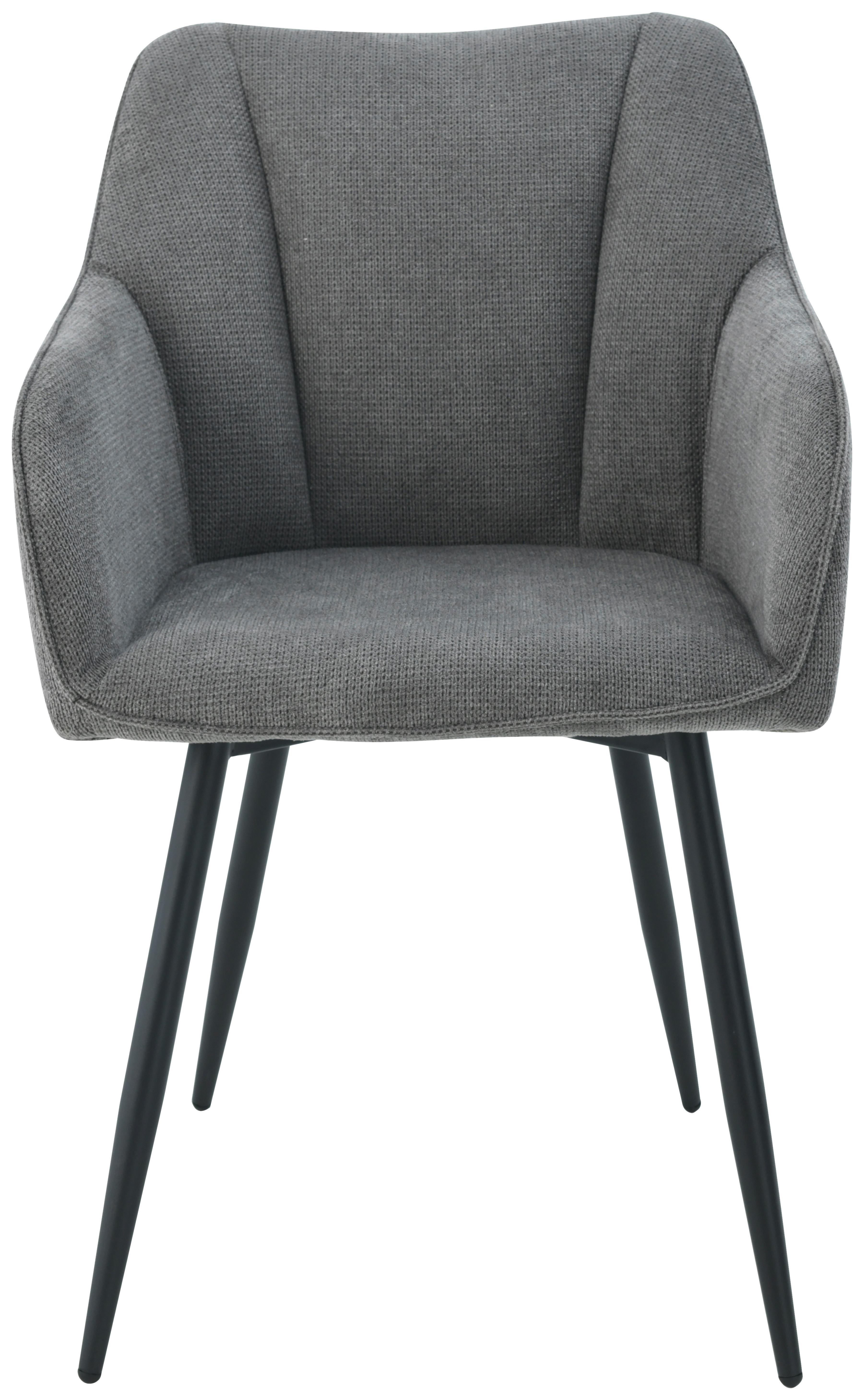 Armlehnstuhl Caro Grau Gepolstert - Schwarz/Grau, KONVENTIONELL, Holz/Textil (55/83/61cm) - Nedis SmartLife