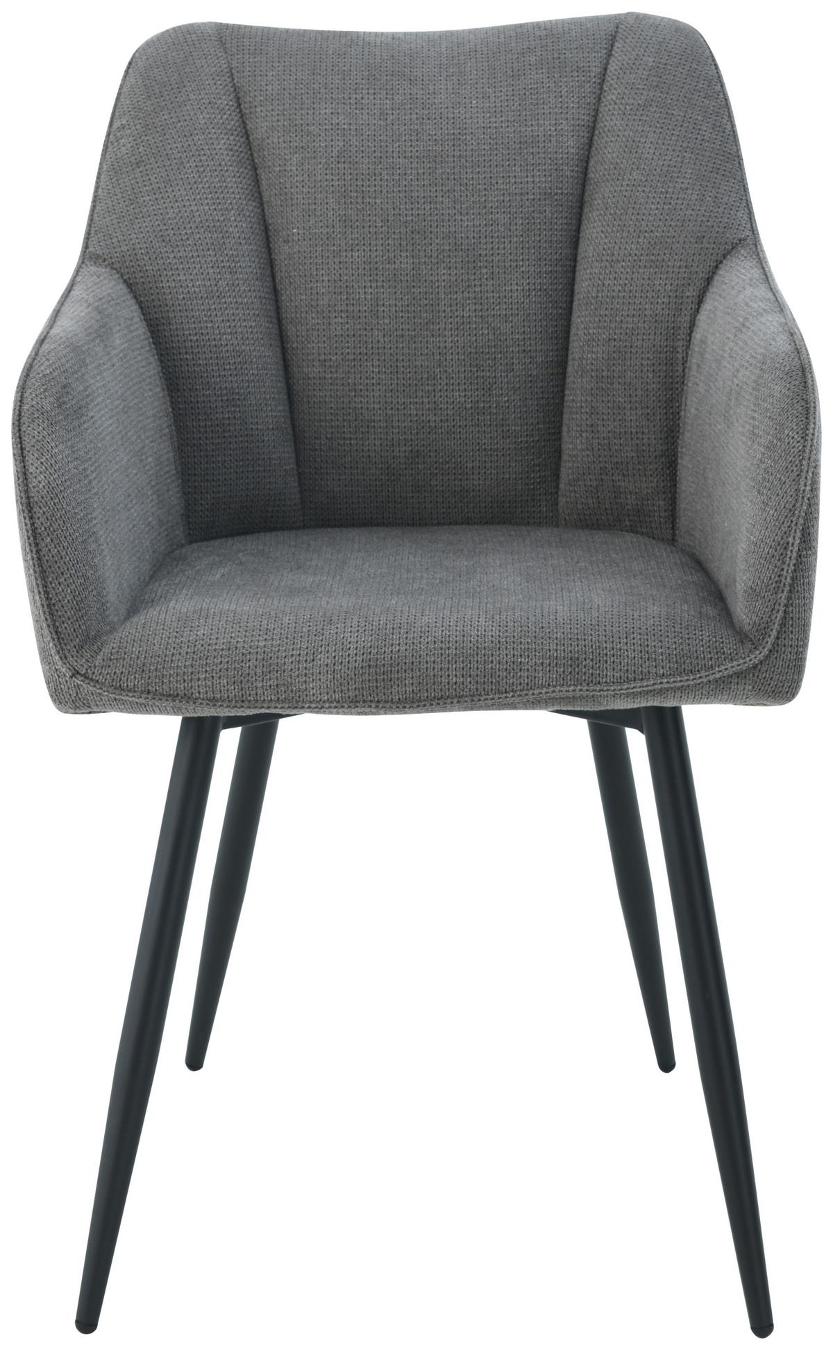 Armlehnstuhl Caro Grau Gepolstert - Schwarz/Grau, KONVENTIONELL, Holz/Textil (55/83/61cm) - Nedis SmartLife