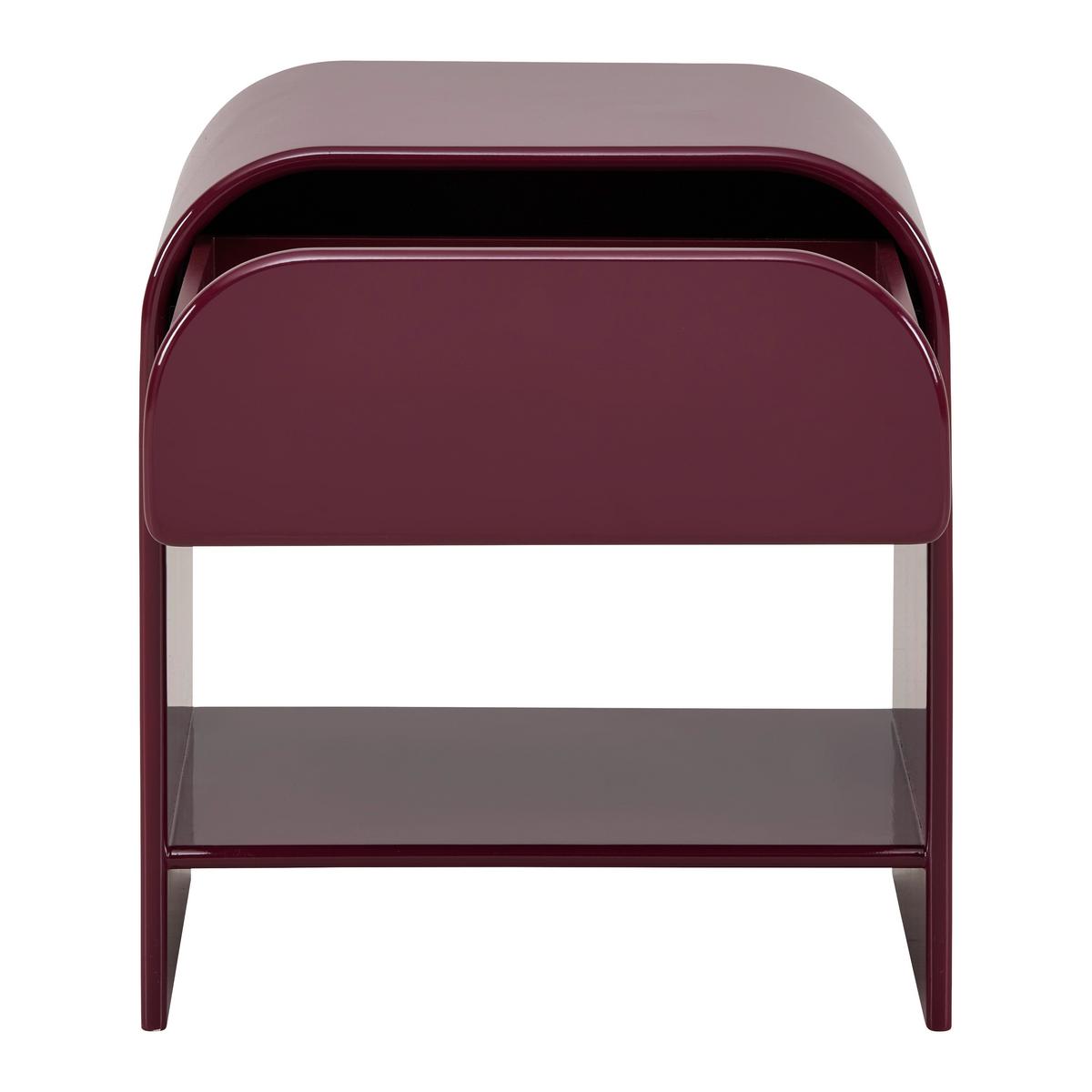 Nočný stolík RUBY vínovočervená, lakovaná - vínovočervená, Modern, kompozitné drevo (40/45/30cm) - Mömax