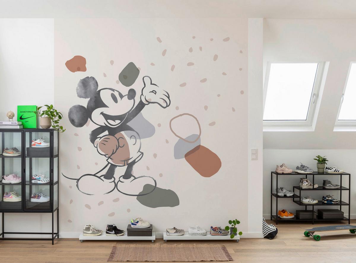 Fototapete Mickey Organic Shapes - Schwarz/Braun, Trend, Textil (250/280cm)