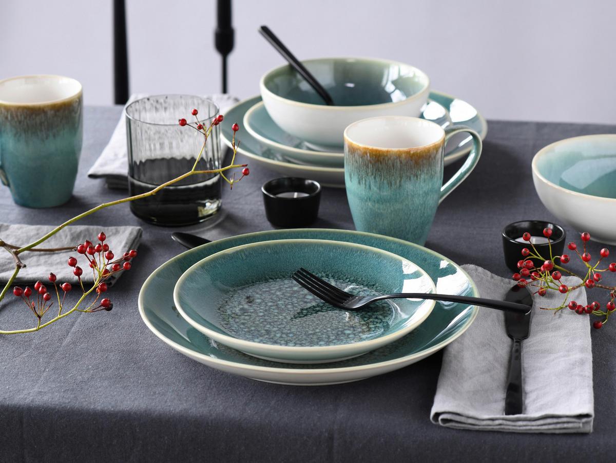 Kombiservice Keramik 2 Personen Geschirr Set Grün - Weiß/Grün, Basics, Keramik - Creatable