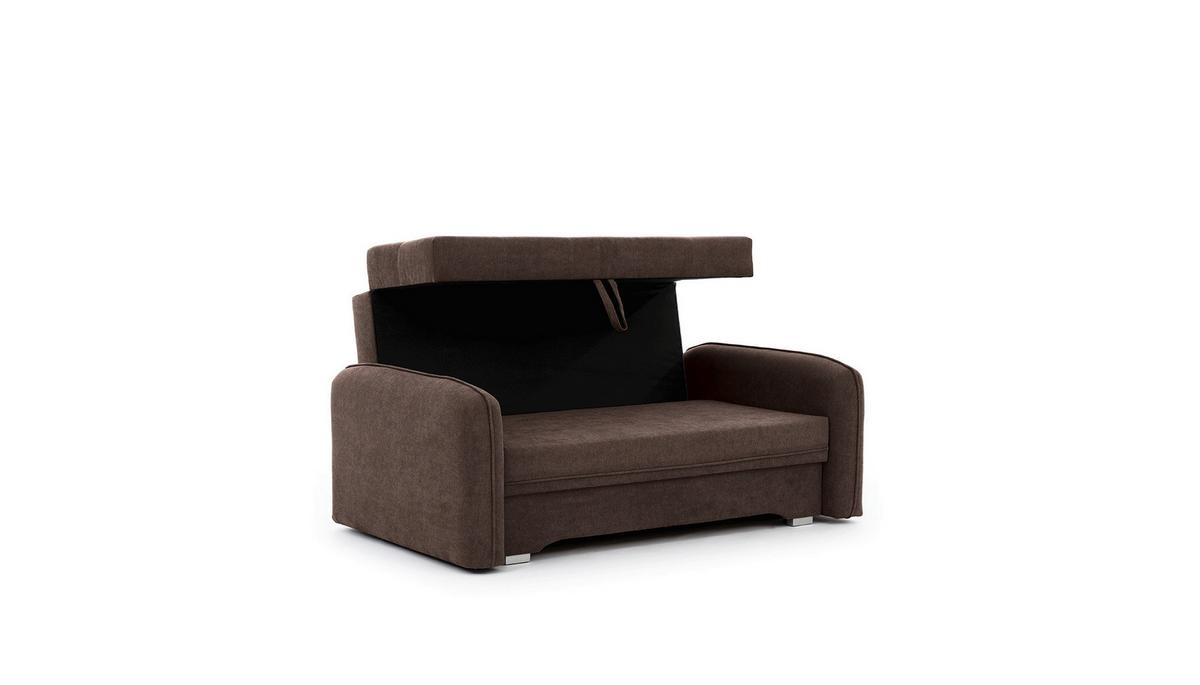 Schlafsofa Laine Braun, B: 155 cm - Silberfarben/Braun, Design, Textil (155/105/75cm) - MID.YOU